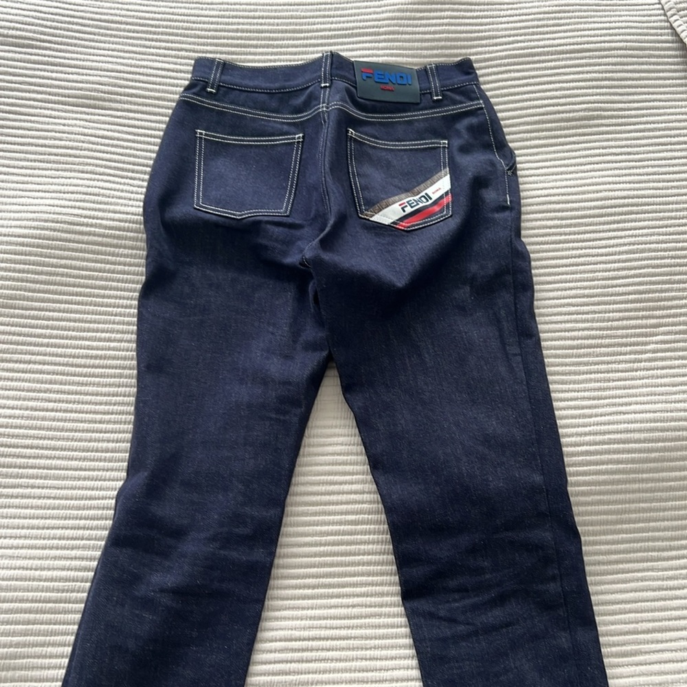 Fendi Logo Jeans for Women Size 42 (US 6) Navy Jeans Fendi Like New